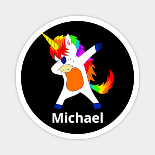Michael Dabbing Unicorn First Name Personalized Magnet